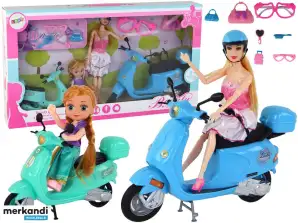 Set Doll With Child Scooters Set Accessories