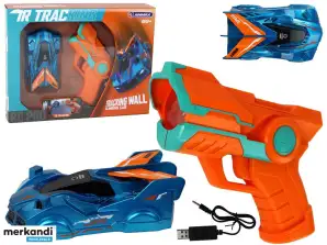 A car driving on walls with a blue laser