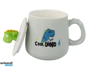 Keramisk dinosaurkrus Blått lokk skje 350ml