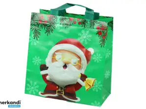 Sac cadeau Père Noël vert 23cm x 21,5cm x 11cm