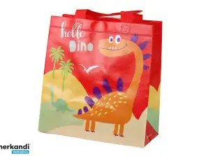 Sac cadeau dinosaure rouge 23cm x 21,5cm x 11cm