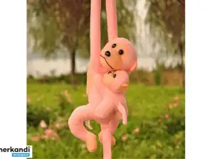 Aap Pluche met Baby Mascotte Roze 70 cm