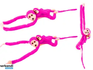 Mørk rosa ape plysj ape med barn med lyd 70 cm