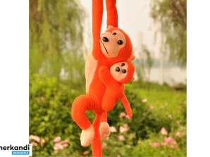 Plüsch-Maskottchen Affe mit Baby Orange mit Sound 70 cm