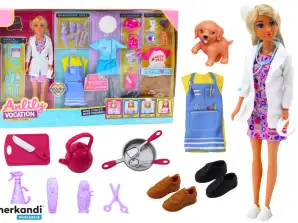 Anlily Doll 4in1 Doctor Kirpėjas Virėjas Gyvūnai Drabužiai Aksesuarai