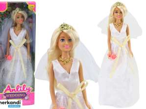 Anlily Doll Su vestuvine suknele, nuotakos puokštės karūnos karoliai