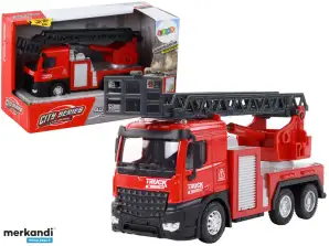 Rotes Feuerwehrauto mit einziehbarem Leiterausleger