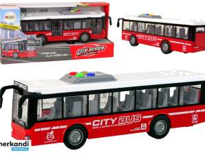 Autobus a batteria, luci, suoni, frizione, rosso, 1:16