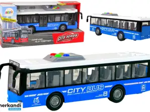 Autobus a batteria, luci, suoni, frizione, blu, 1:16