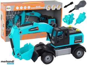 Bagger Kit DIY Blau Baufahrzeug Bohrgerät Greifer