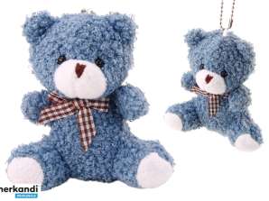 Portachiavi mascotte orsacchiotto peluche blu 10cm