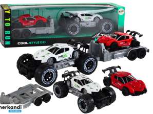 Off-road car white tow truck sports vehicle set