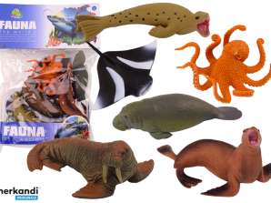 Sea Animal Figurine Set Walrus Seal Octopus 6Pcs