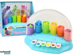 Pianoforte interattivo con stelle pop-up blu