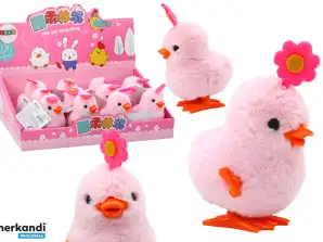 Rosa Jumping Hen Chicken Wind-Up con fiore