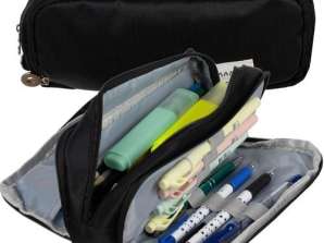 Expandable Triple Compartment Pencil Case Black Maaleo 24476