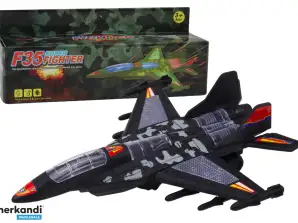 Militärisches Flugzeug F35 Mit Lichtern Und Geräuschen Schwarz