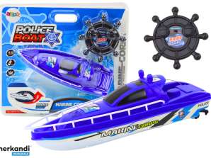 RC Police Remote Controlled Blue Boat 27MHz