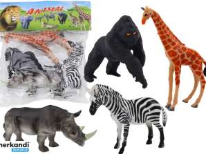 Sett med Figurer av Afrikanske Dyr 4 Stykker Giraffe Gorilla