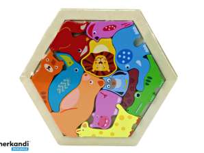 Puzzel Dier Houten Kleurige Blokken 12 stuks