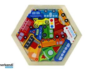 Legpuzzel Voertuigen Raket Houten Blokken Kleurrijk 15 st.