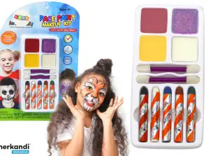 Gesichtsmalset mit Farben, Glitzer, Buntstiften und Pinseln