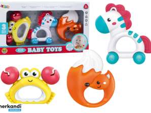 Baby Spielzeug Set Rasseln Beißringe Zebra Krabbe Fuchs 3-tlg