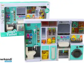 Play Set Badeværelse 4in1 Bruser Toilet Vaskemaskine Tilbehør
