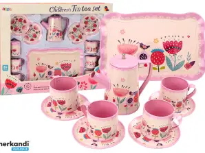 Juego de café y té, tazas, tetera, bandeja, rosa, cafetería