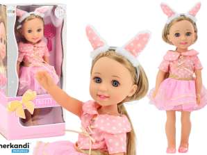 Puppe Rosa Kleid Langhaarband Bürste 38cm