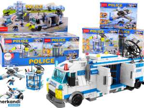 Polizei Boot Flugzeug Hubschrauber Bausteine Blau MIX