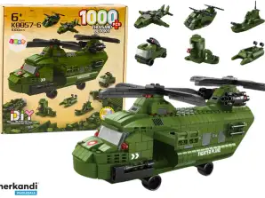 Military Helicopter Building Block Set Green 1000 Pieces