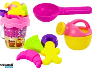Juego de Arena Cubo Regadera Moldes Dulces Rojas 8 pcs.