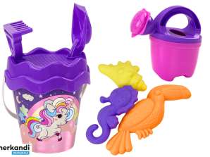 Sand Set Bucket Shovel Rake Watering Can Unicorn Purple