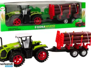 Trattore Agricolo con Rimorchio per Legna 9 Tronchi Alberi Motore Verde