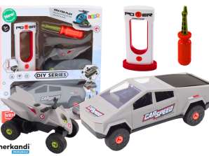 Conjunto de Carro Moderno com Quad para Montar DIY Cinza