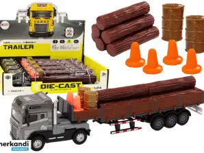 Kravas Auto Ar Koks TIR Piekabe 1:24 Koks Baļķi Skaņas Gaismas