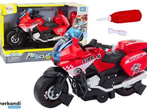 Motorrad zum Zusammenbauen Rettungs-DIY Lichter Geräusche Rot