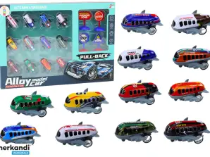 Set mit 12 Flugzeugautos mit Antrieb 5cm Verkehrszeichen