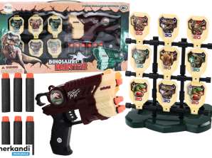 Set Pistola Con Bersaglio Dardi In Schiuma Dinosauri Marrone