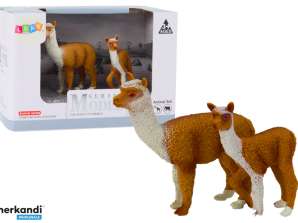 Voksen lamafigur 8 cm med ung lama 6 cm verdens dyr