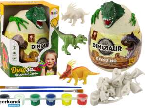 Ou cu dinozauri pentru vopsit, vopseli și pensule DIY, verde