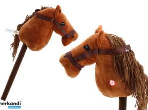 Plüschkopf des Pferdes auf einem Stock Hobby Horse Langhaarig Braun Geräusche