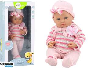 Puppenbaby Pullover mit Streifen Mütze Schal Rosa