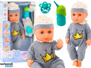 Pop Baby In Grijze Pyjama Plaskende Fles Fopspeen Geluiden