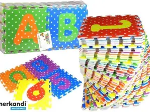 Puzzle in schiuma con alfabeto e numeri colorati, 36 pezzi
