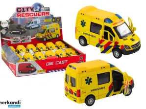 Ambulans Karetka 1:32 Avoimet Ovet Valot Äänet Kytkin Keltainen