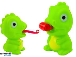 Dinosauro di Gomma con Lingua Estraibile Verde 8CM
