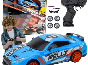 Voiture de Sport Télécommandée R/C 1:24 Bleue Roues Interchangeables