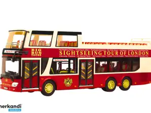 Autobus Turistico a Due Piani 1:42 Con Luci Metallici Rosso
